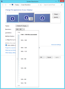 Microsoft Surface Pro 3 Custom Display Resolutions in Windows Screen Resolution Settings